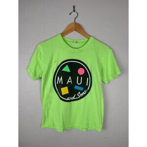 Vintage Maui and Sons Neon Green Tee Surf Core Skate Style Sz.S